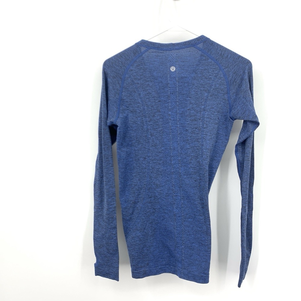 Lululemon Women Size 6 Medium Shirt Blue Swiftly Tech Long Sleeve Top Crew - Picture 4 of 6